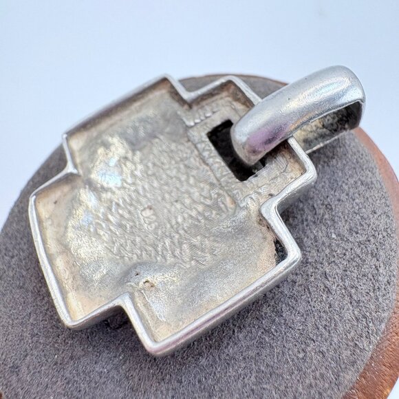 VTG Solid Sterling Silver 925 Textured Cross Pendant Size 1.25" Length - Picture 5 of 9